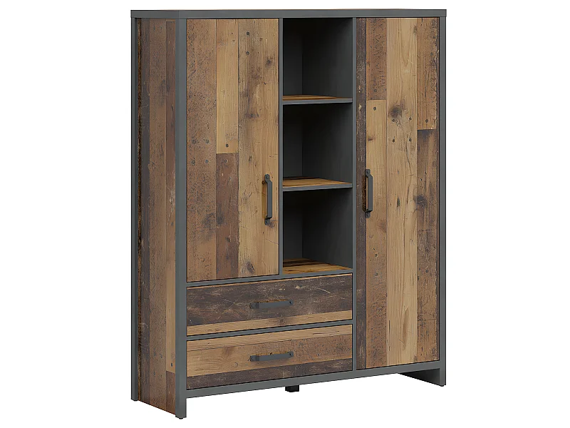 Liberia 2 ante 2 cassetti Paul marrone e grigio 150cm