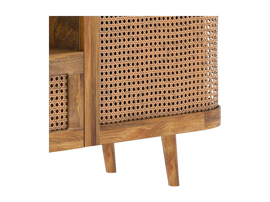 Porta TV con 2 ante, 1 cassetto e 1 nicchia in legno di canna 145 cm - Wava