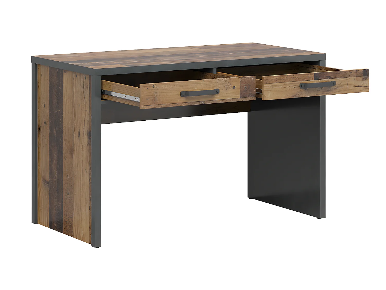 Bureau 2 tiroirs Paul Bois et Gris anthracite