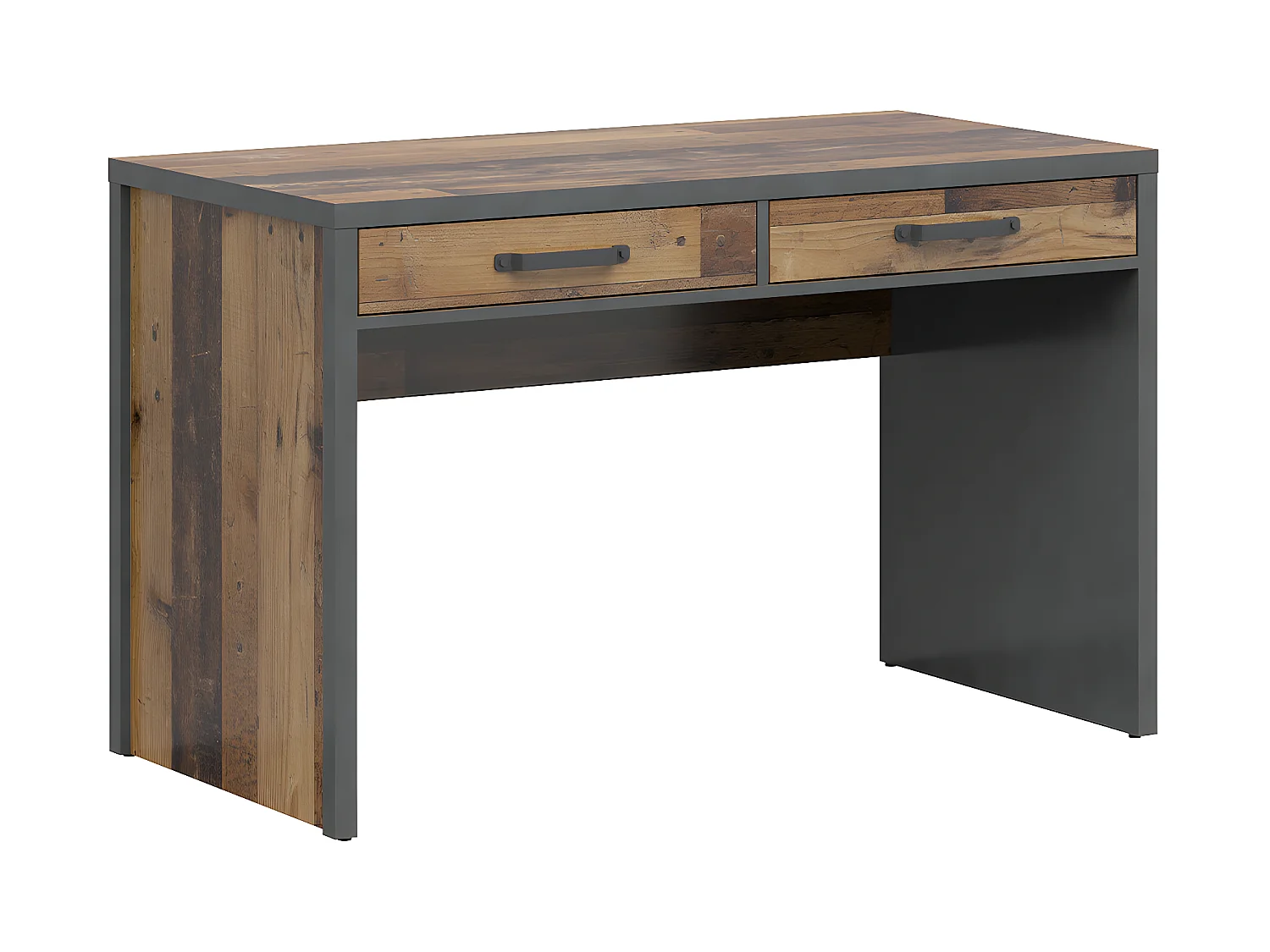 Bureau 2 tiroirs Paul Bois et Gris anthracite