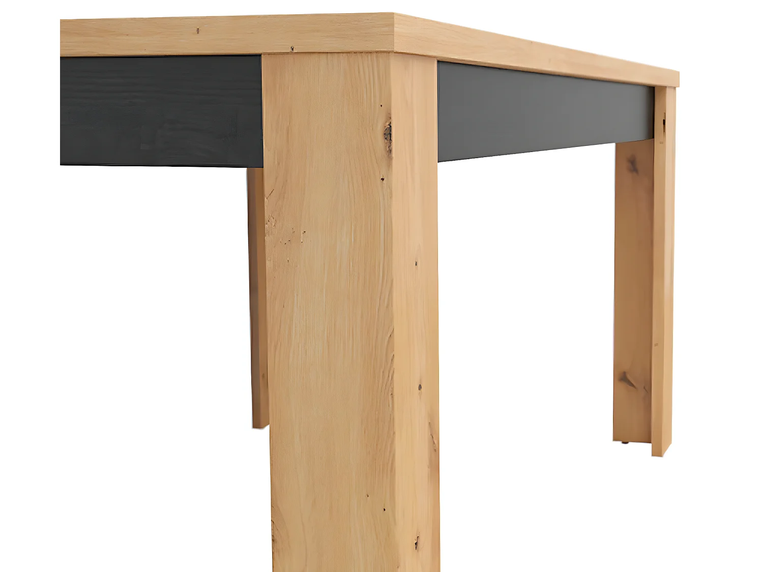 Mesa de jantar extensível Glenn em madeira e preto, 4 a 6 lugares