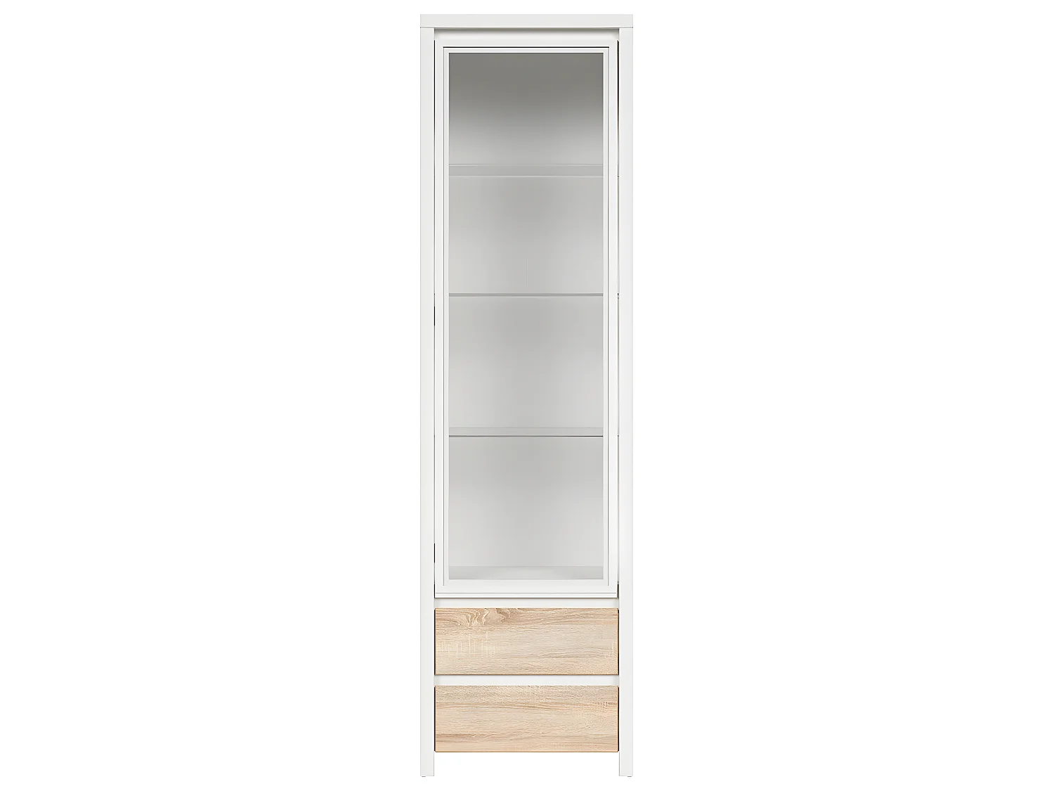 Vitrine 1 porte 2 tiroirs Soren Blanc et Bois