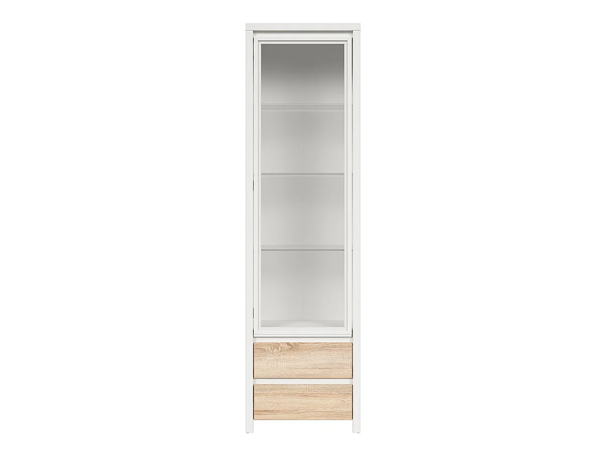 Vitrine 1 porte 2 tiroirs Soren Blanc et Bois