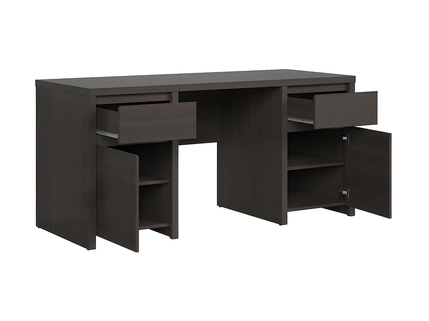 Bureau 2 portes 2 tiroirs Soren Bois Wengé