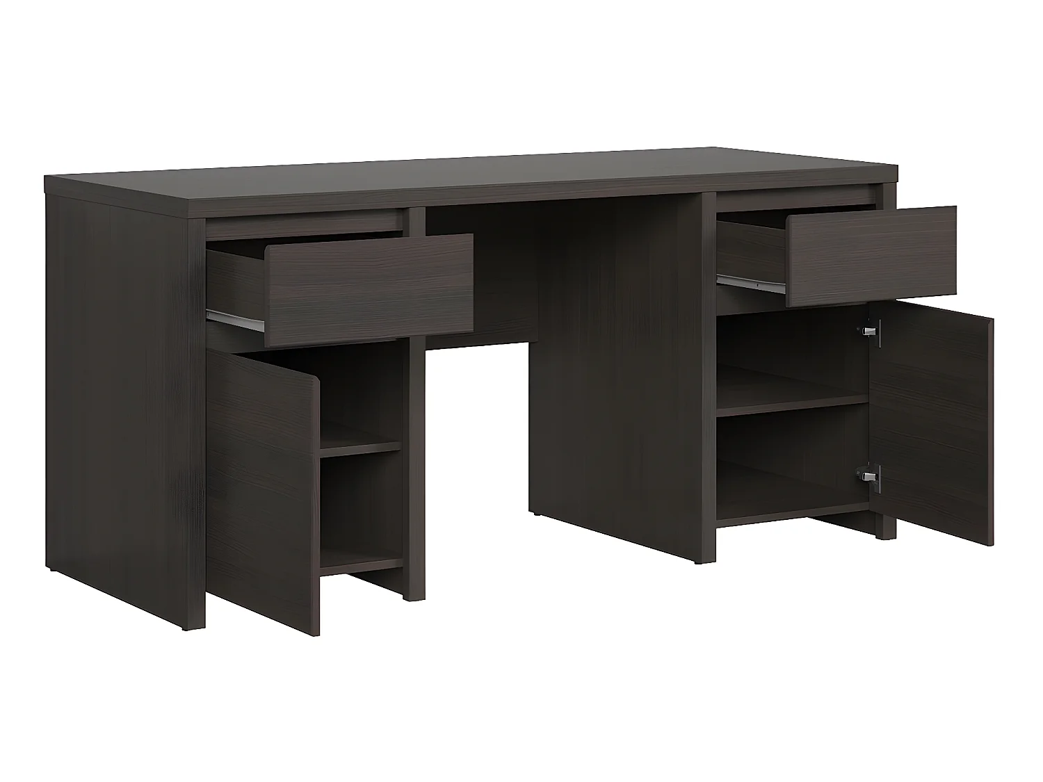 Secretária 2 portas 2 gavetas Soren madeira escura 77cm