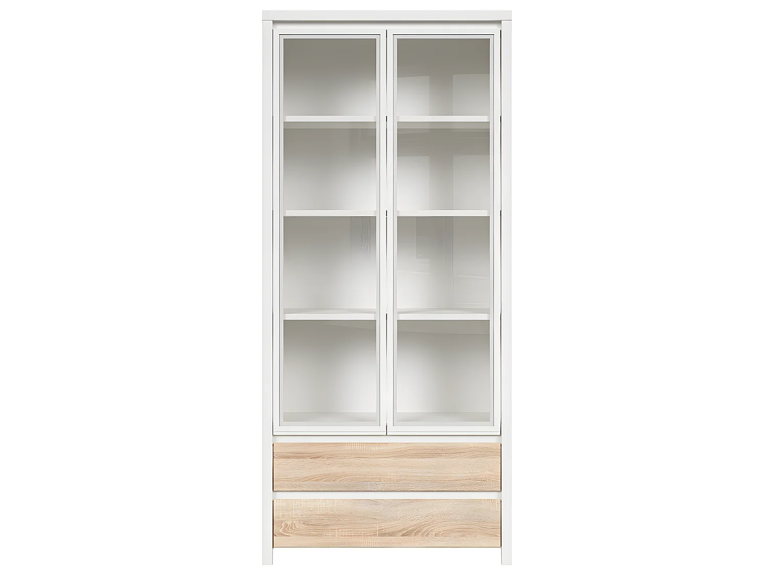 Vitrina 2 puertas 2 cajones Soren Blanco y Madera