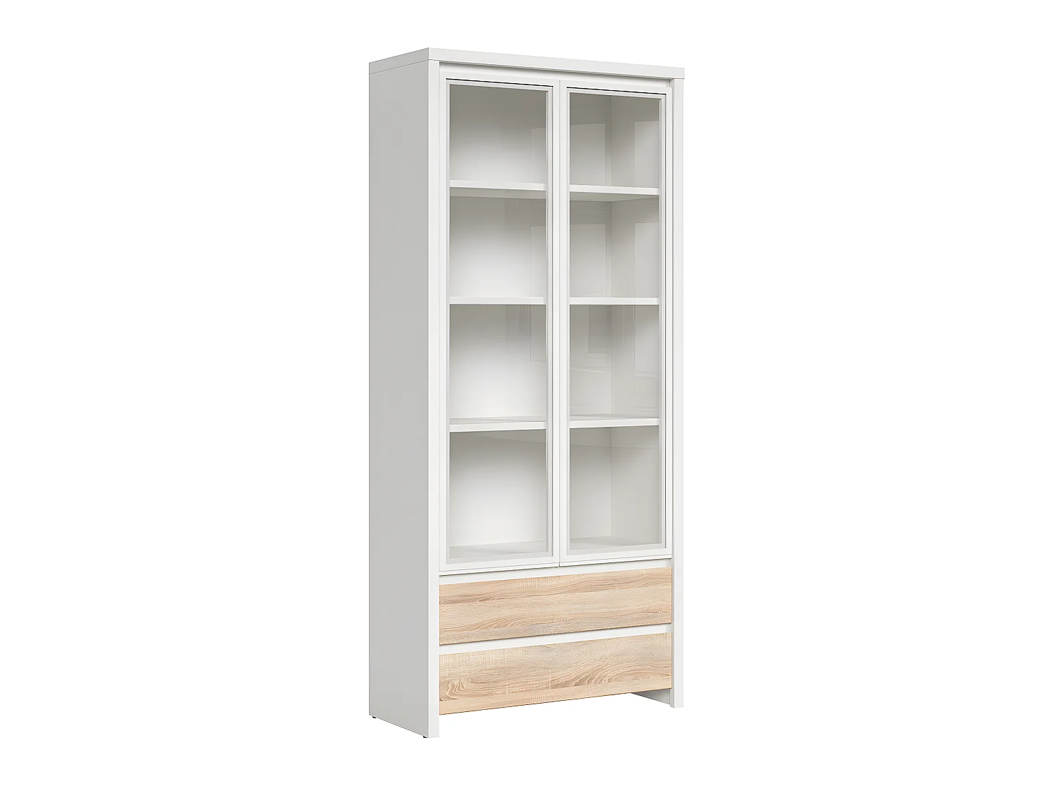 Vaisselier 2 portes 2 tiroirs Soren Blanc et Bois