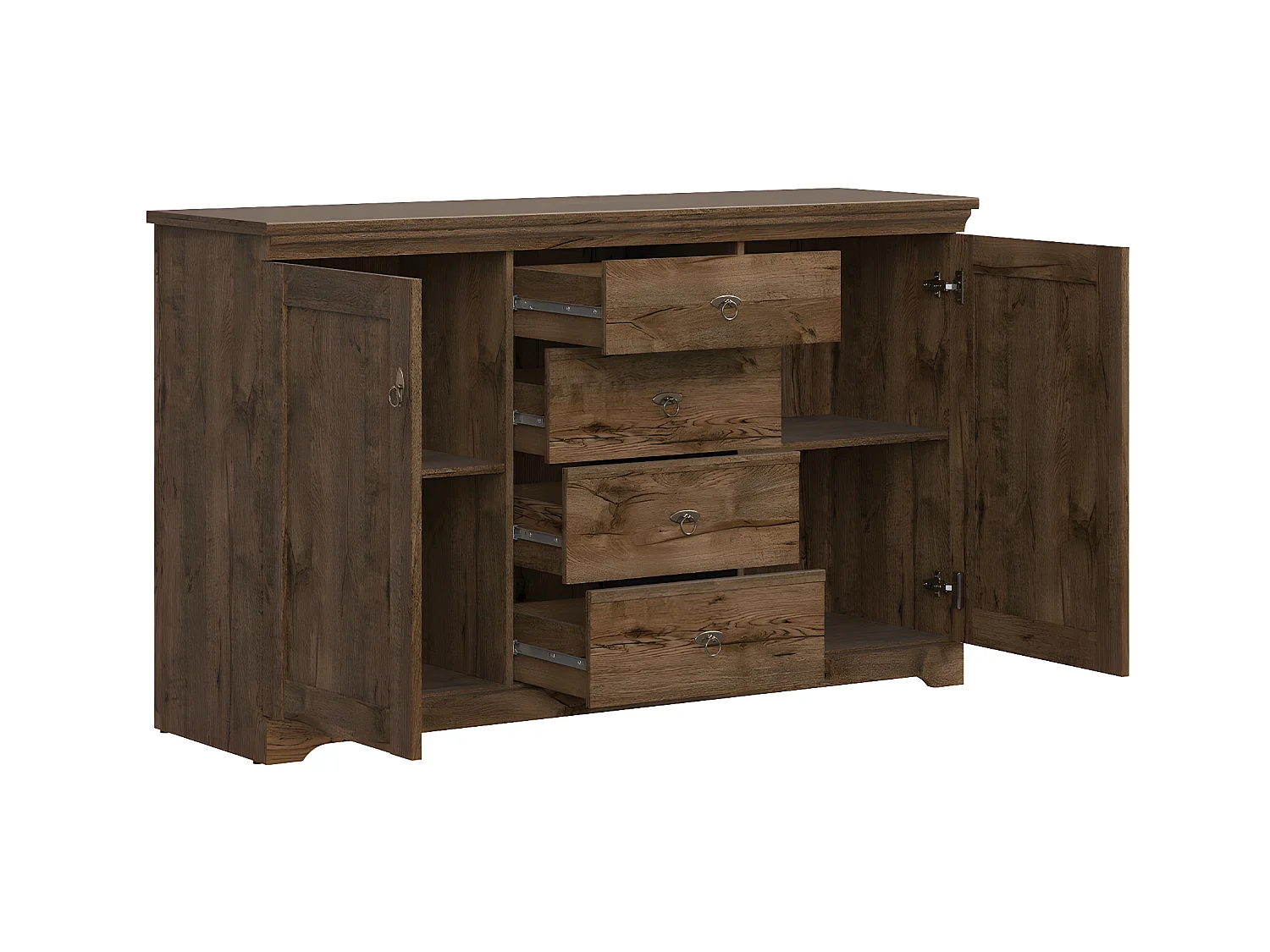 Buffet 2 ante 4 cassetti Noé marrone scuro 93cm
