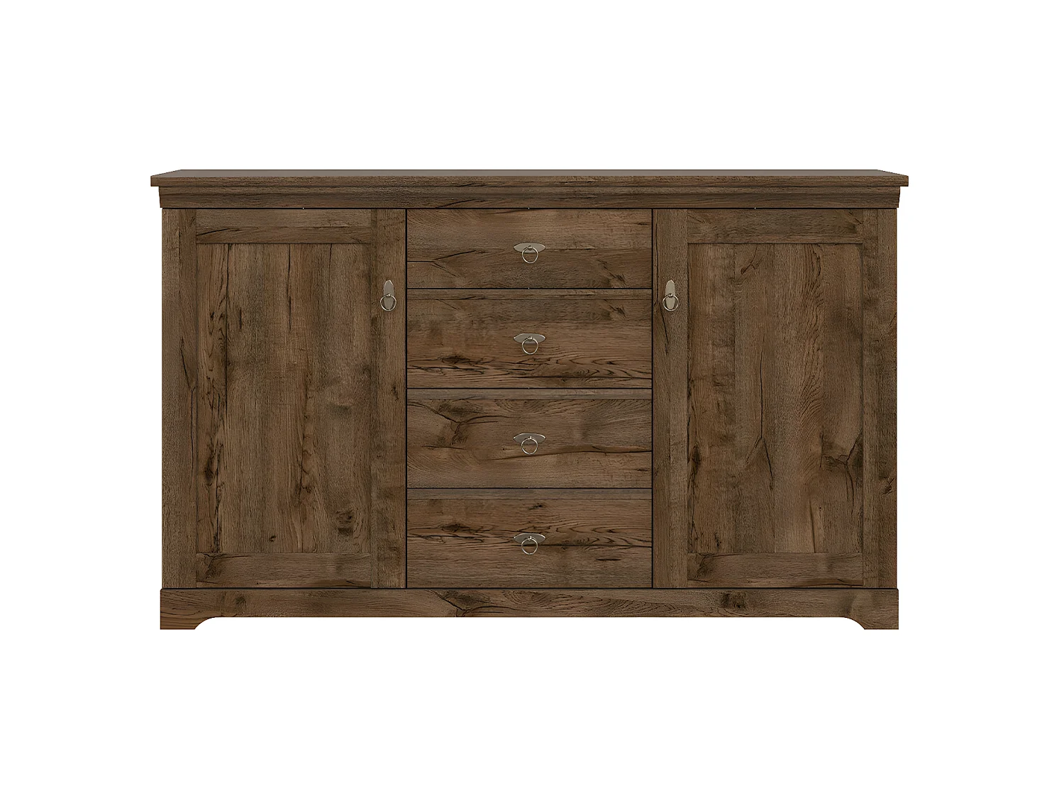Buffet 2 ante 4 cassetti Noé marrone scuro 93cm