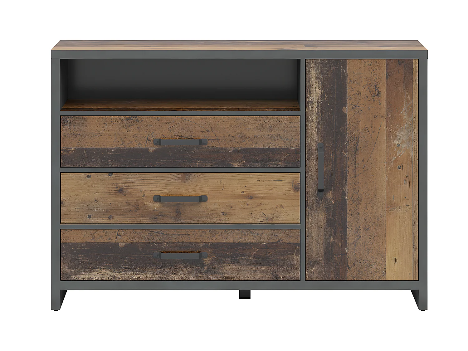 Paul Wood en antracietgrijs 1-deurs dressoir met 3 laden