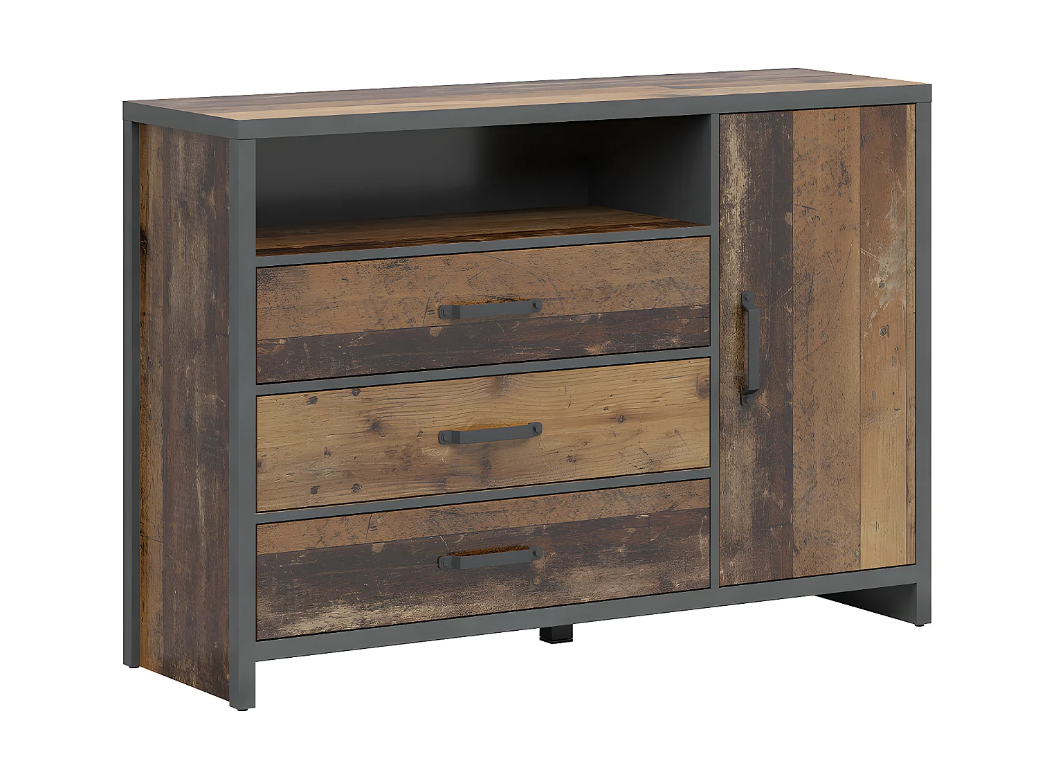 Paul Wood en antracietgrijs 1-deurs dressoir met 3 laden