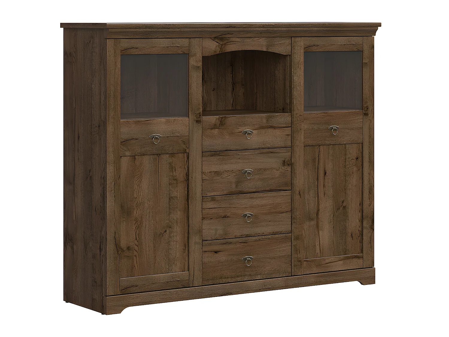 Buffet vitré 2 portes 4 tiroirs Noé Bois