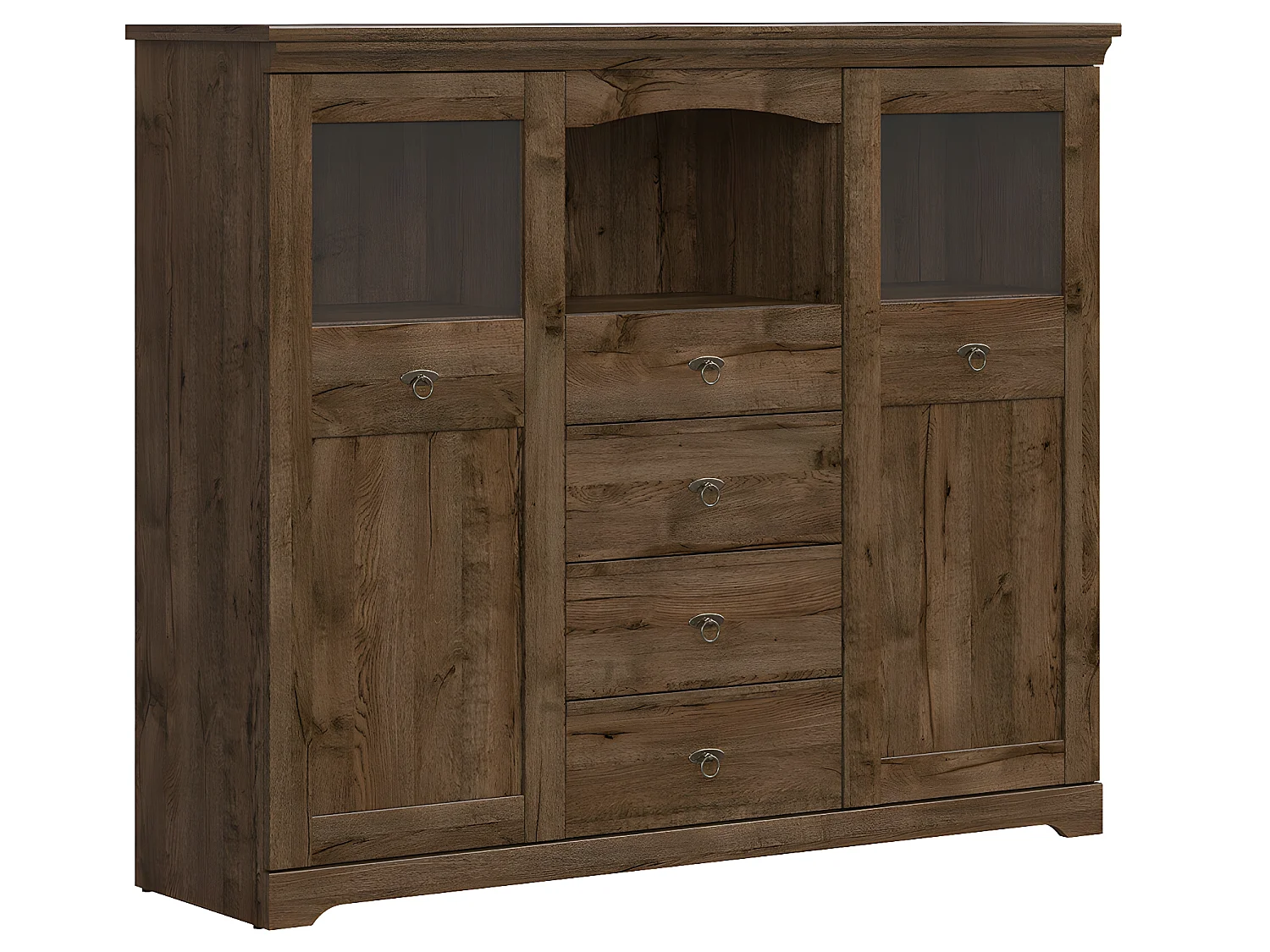 Buffet vitré 2 portes 4 tiroirs Noé Bois