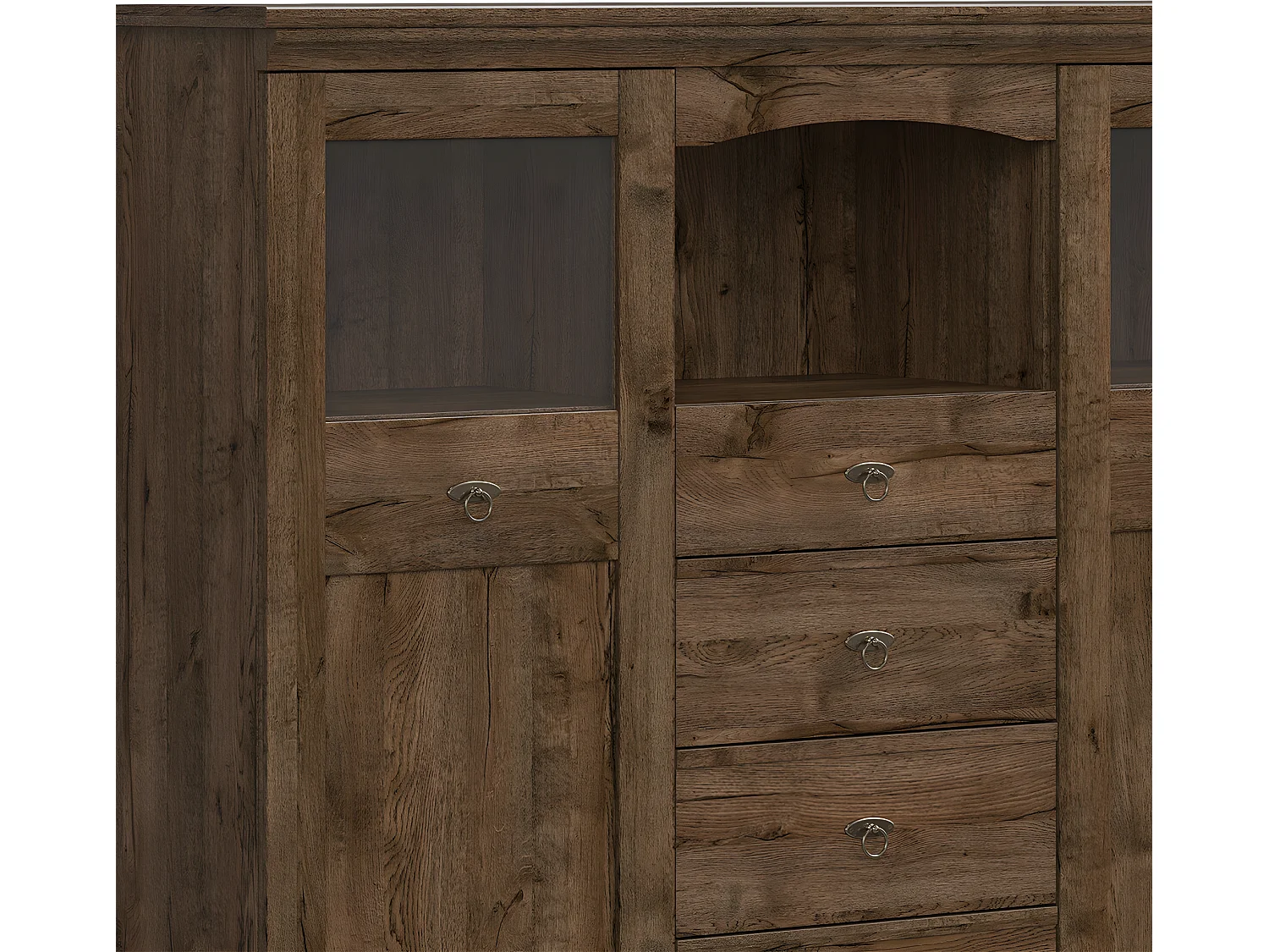 Buffet vitré 2 portes 4 tiroirs Noé Bois