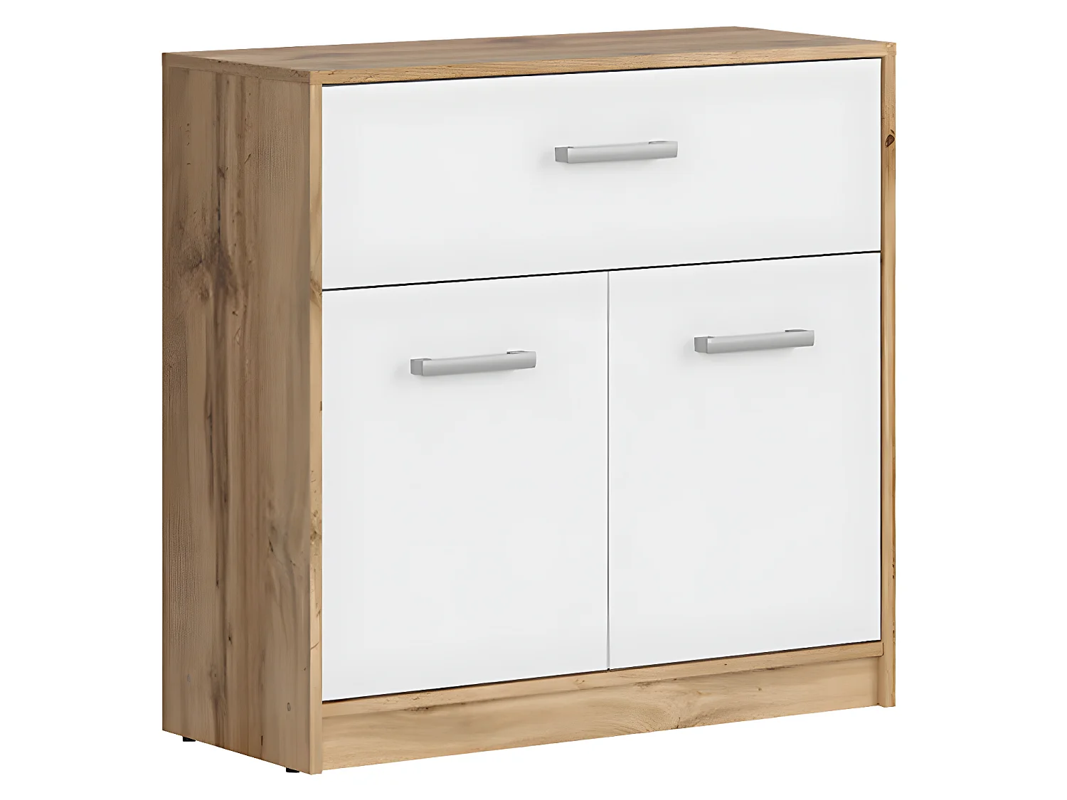 Buffet 2 portes 1 tiroir Cyril Bois et Blanc