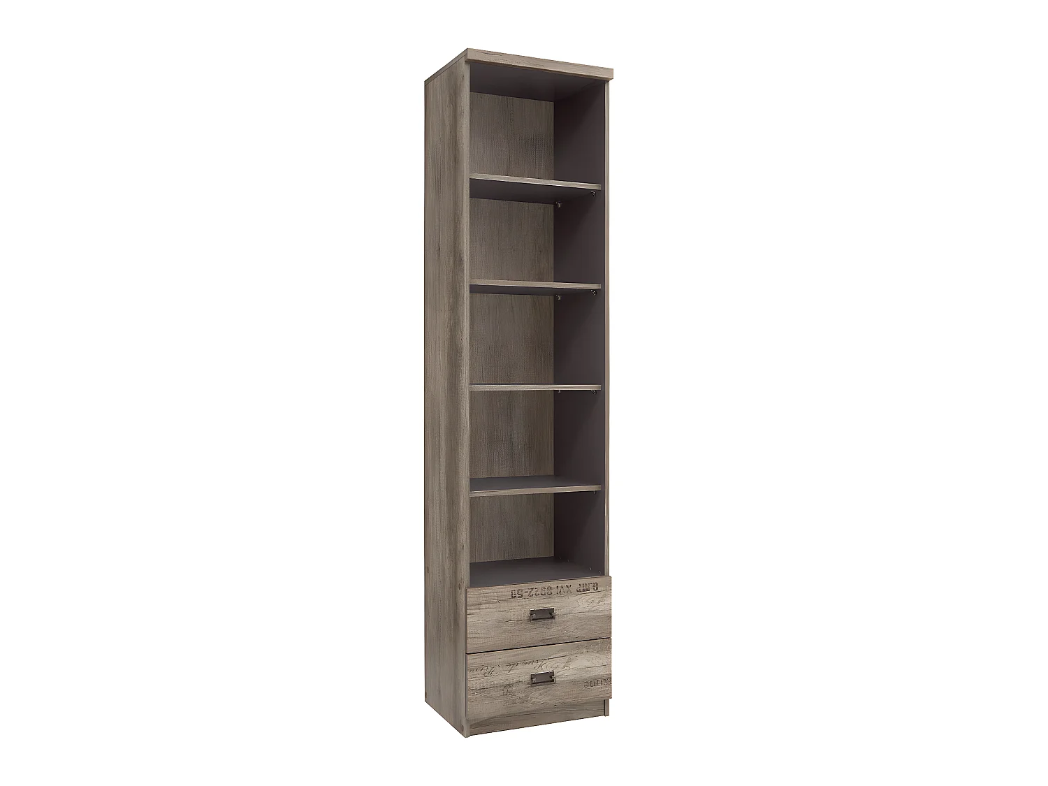 Bibliothèque 2 tiroirs Abel Bois et Gris