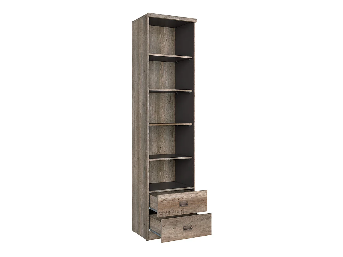 Abel Wood and Grey 2-drawer bookcase