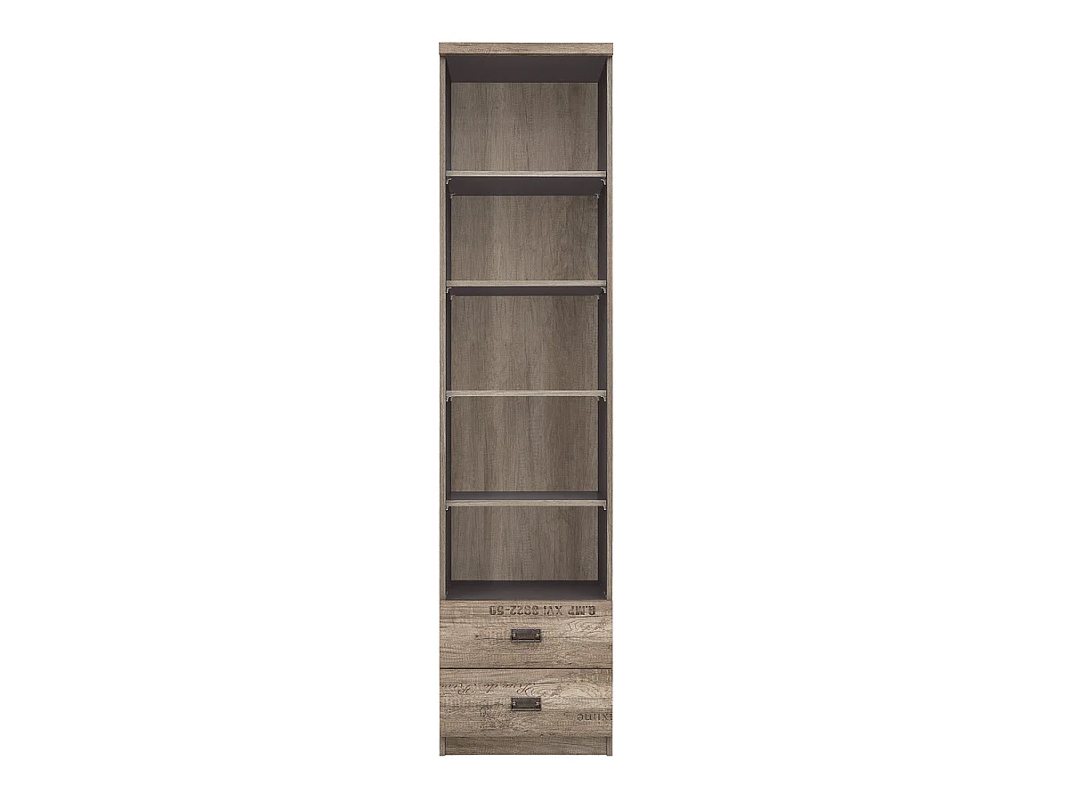 Abel Wood and Grey 2-drawer bookcase