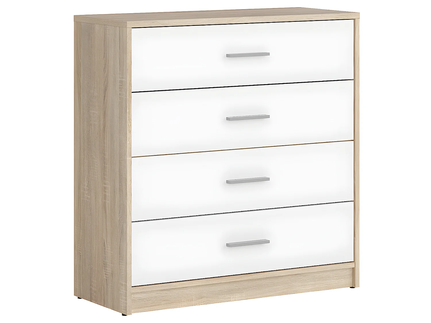 Cómoda 4 gavetas Ewen madeira e branco 84cm