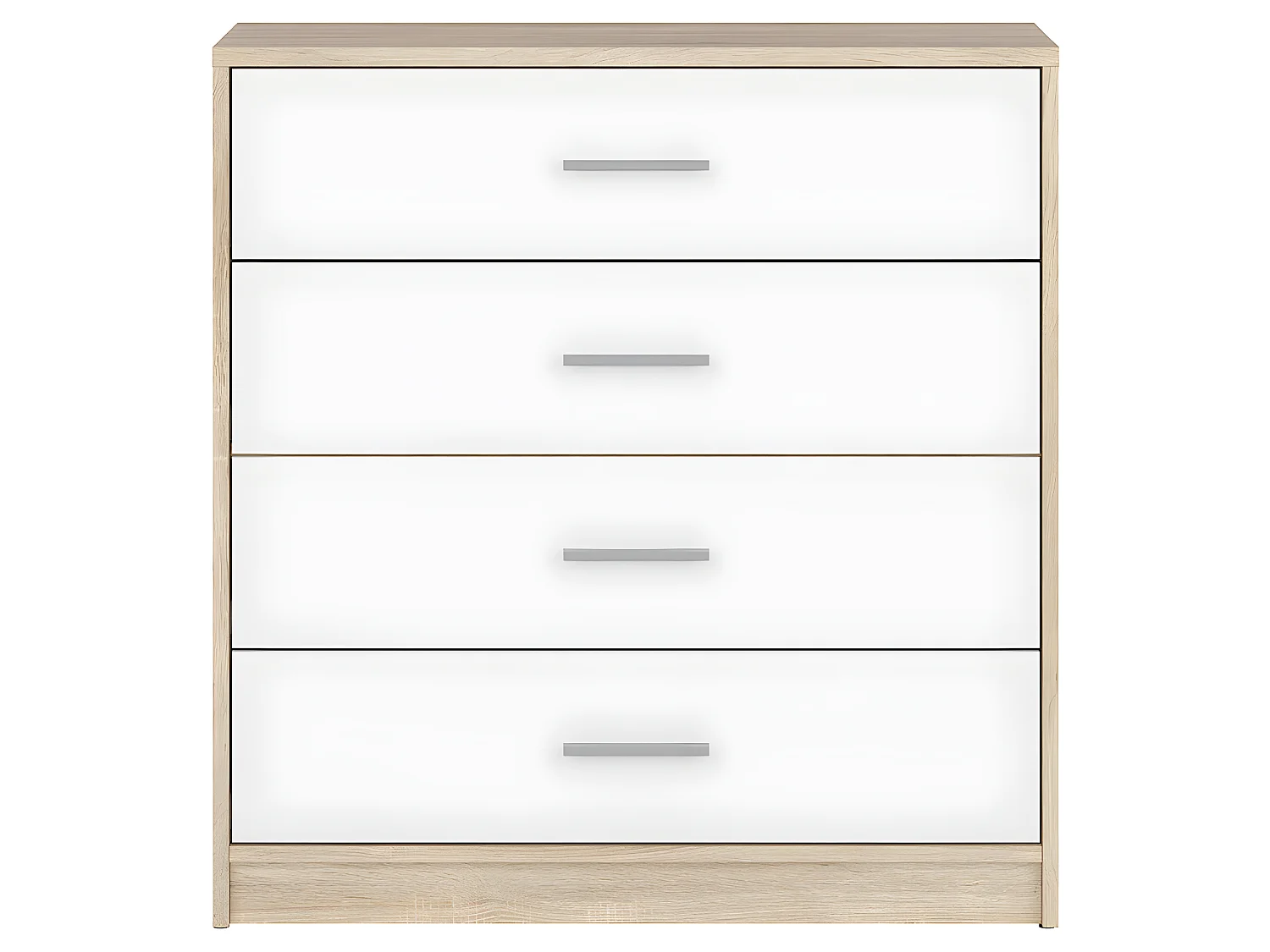 Cómoda 4 gavetas Ewen madeira e branco 84cm