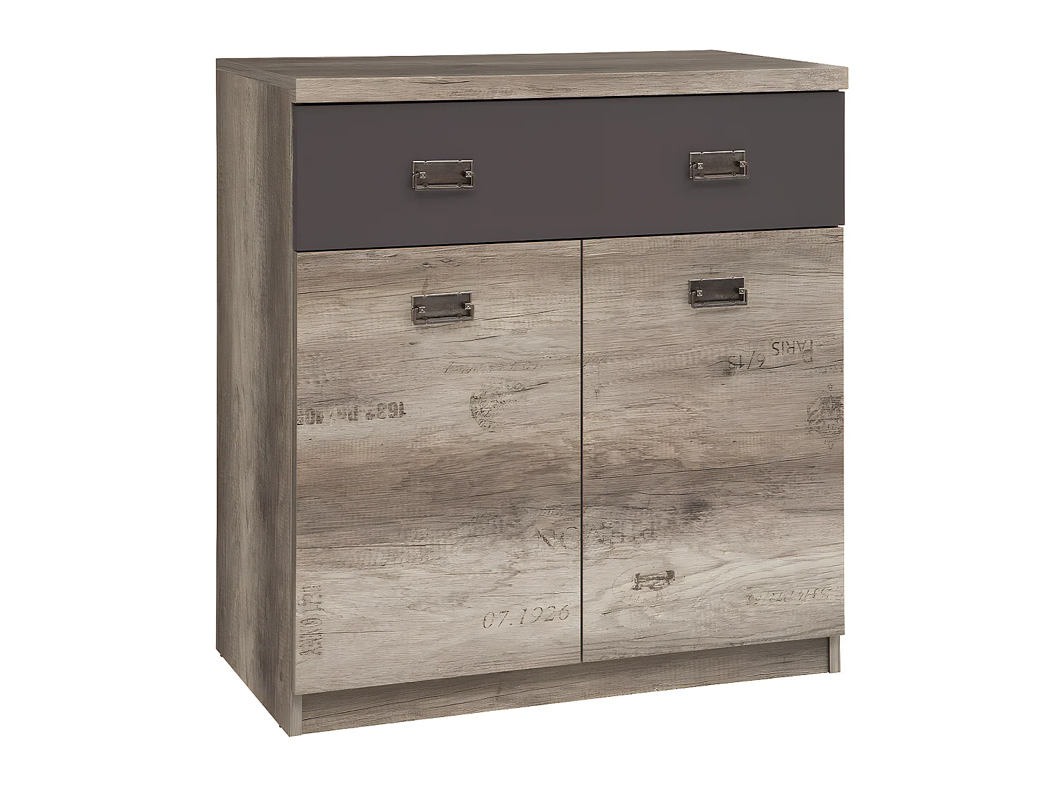 Abel Hout en Grijs 1-lade 2-deurs commode