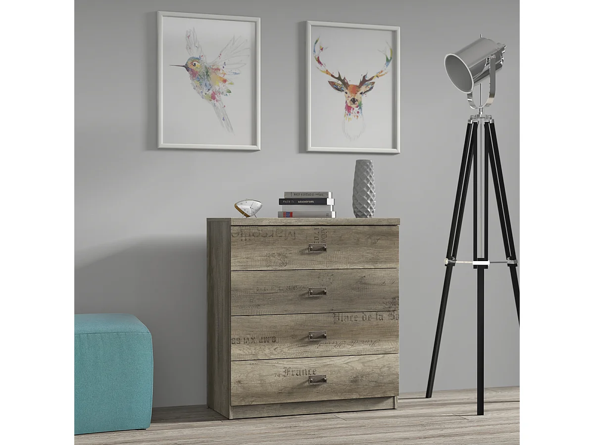 Abel Hout en Grijs 4-ladekastje