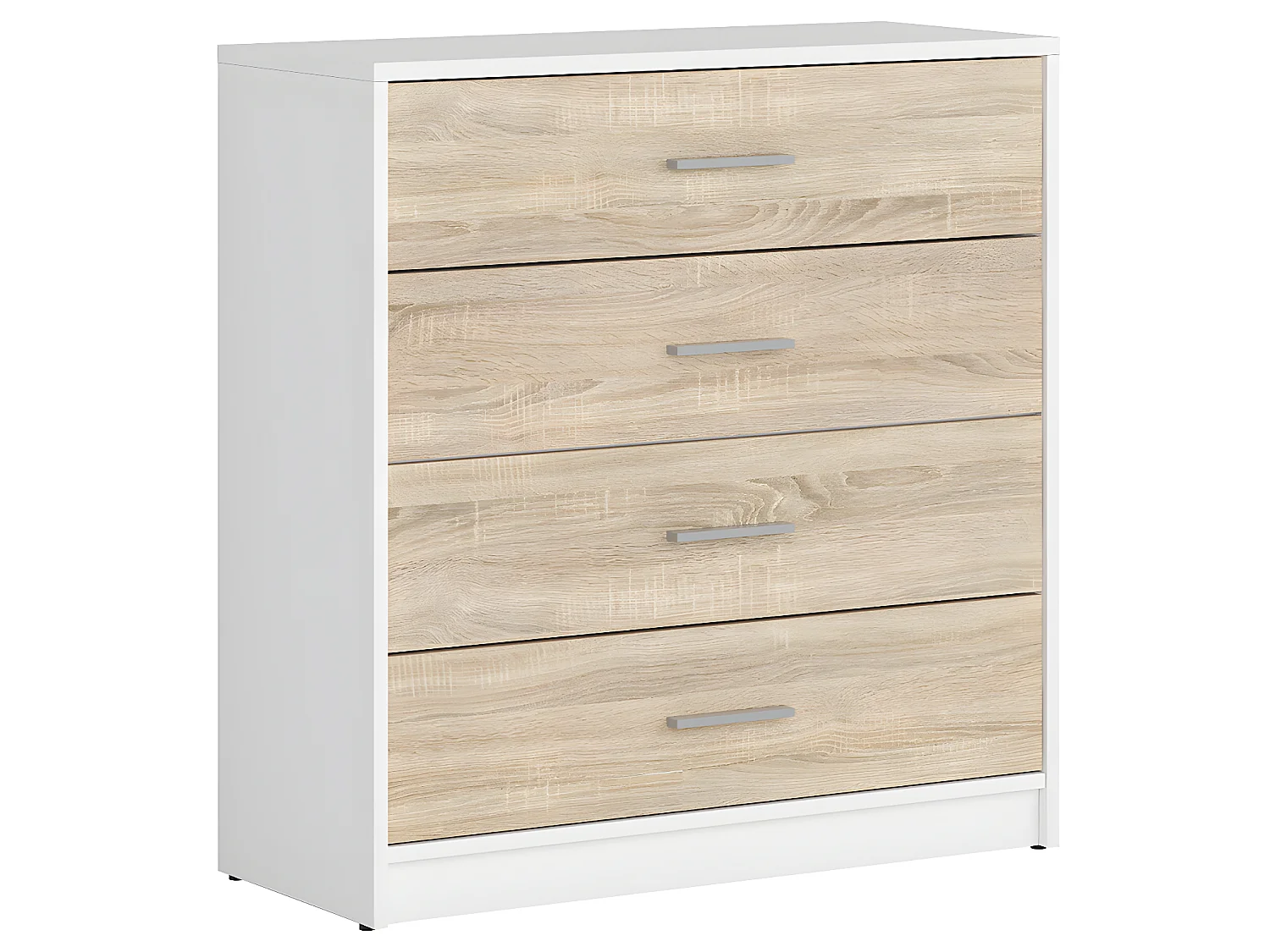 Cómoda 4 gavetas Ewen madeira e branco 84cm
