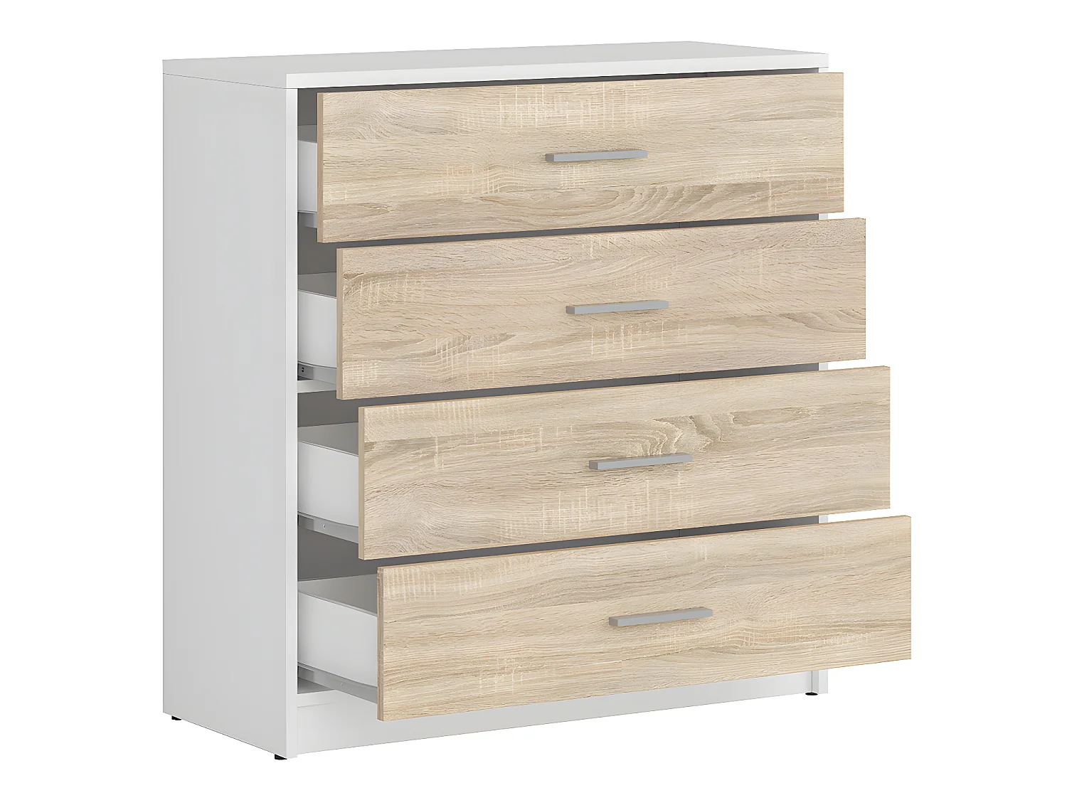 Cómoda 4 gavetas Ewen madeira e branco 84cm