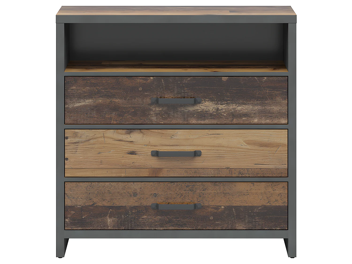 Commode 3 tiroirs Paul Bois et Gris anthracite