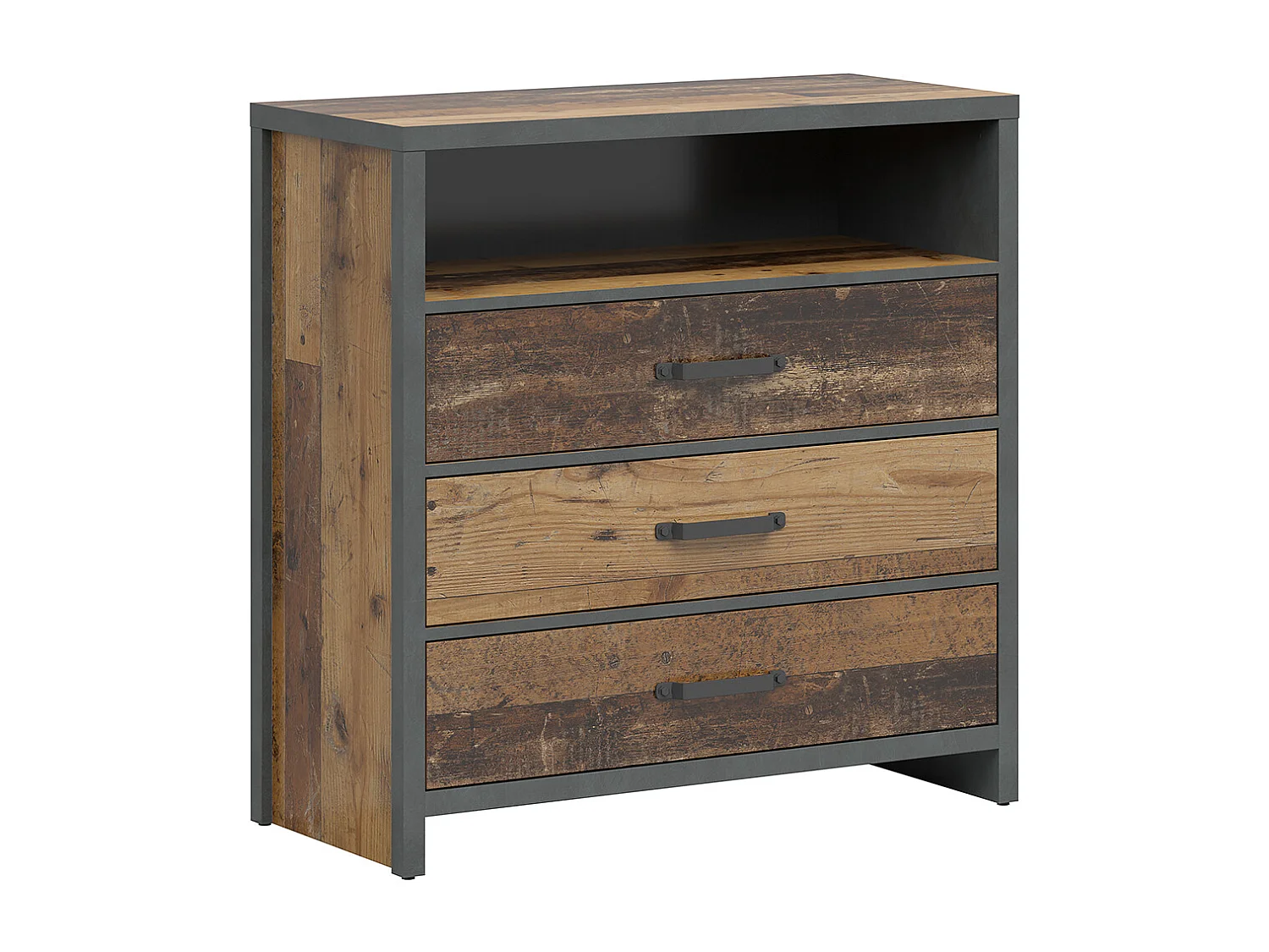 Cassettiera 3 cassetti Paul marrone e grigio 91cm