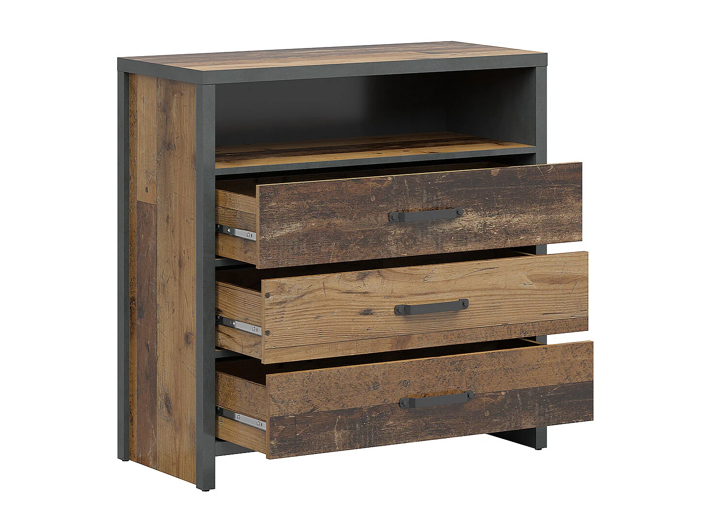 Cassettiera 3 cassetti Paul marrone e grigio 91cm