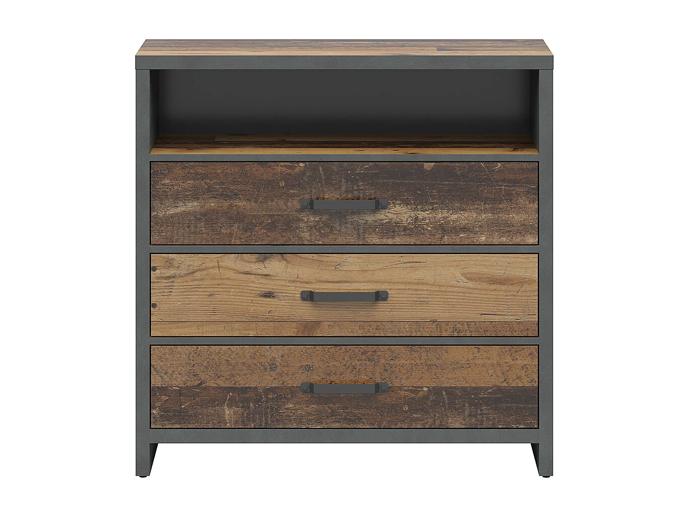 Cassettiera 3 cassetti Paul marrone e grigio 91cm