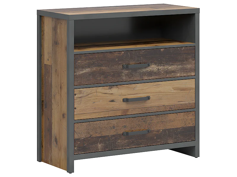 Commode 3 tiroirs Paul Bois et Gris anthracite