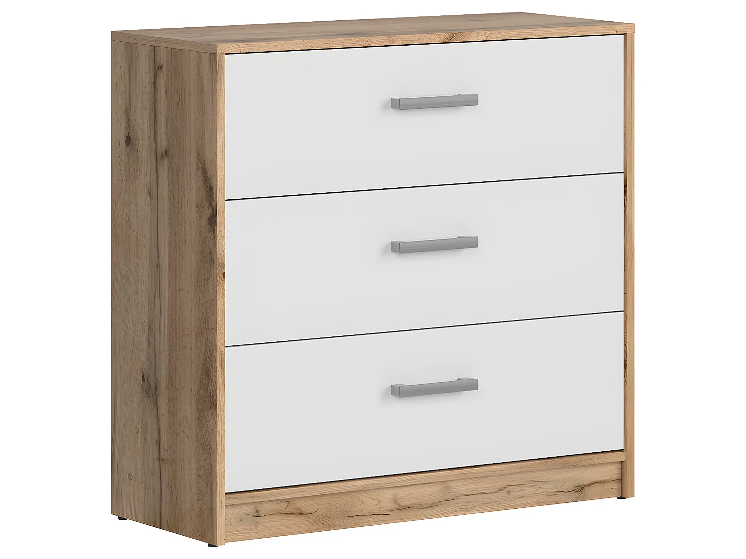 Commode 3 tiroirs Cyril Bois et Blanc