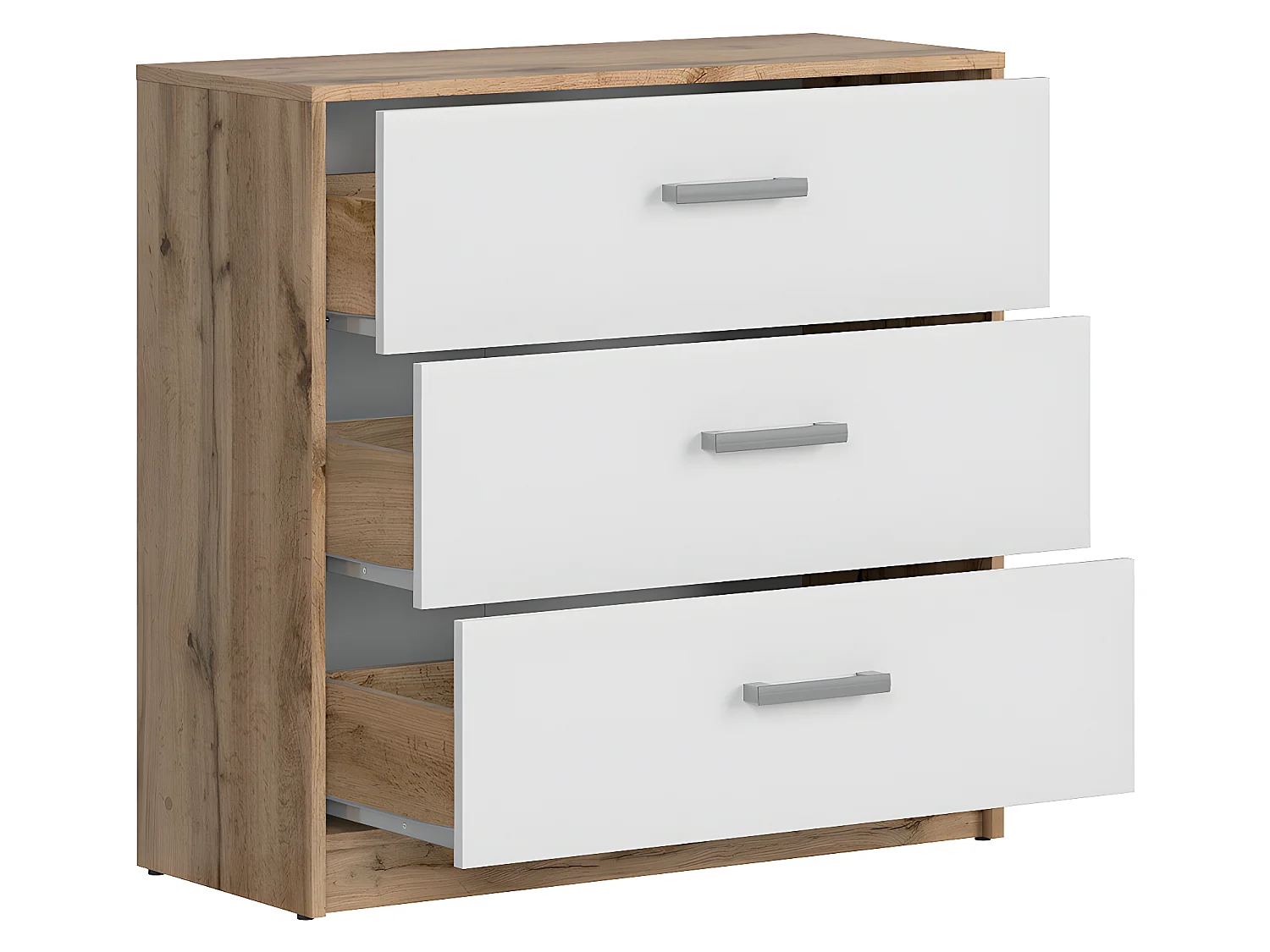 Commode 3 tiroirs Cyril Bois et Blanc