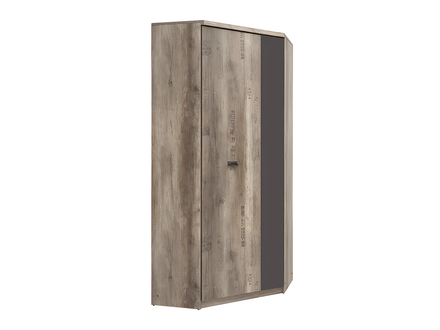 Armoire d'angle 2 portes Abel Bois et Gris