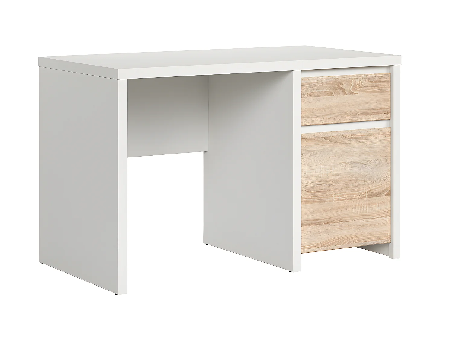 Bureau 1 porte 1 tiroir Soren Blanc et Bois