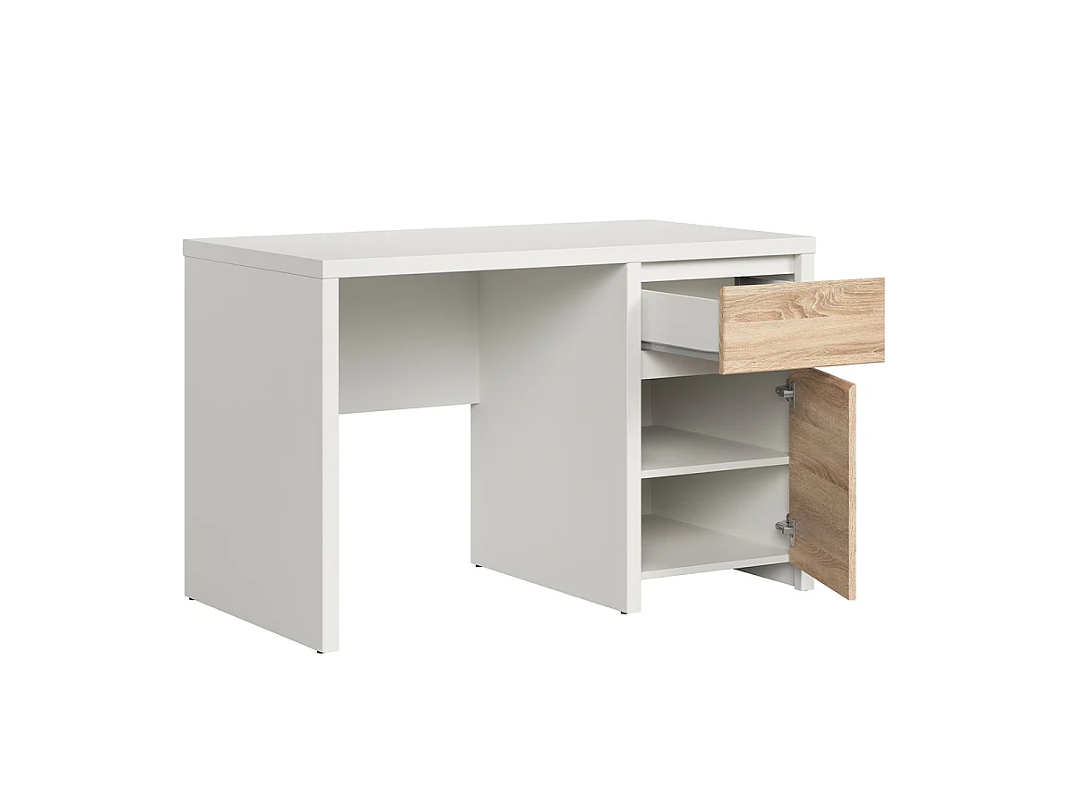 Bureau 1 porte 1 tiroir Soren Blanc et Bois