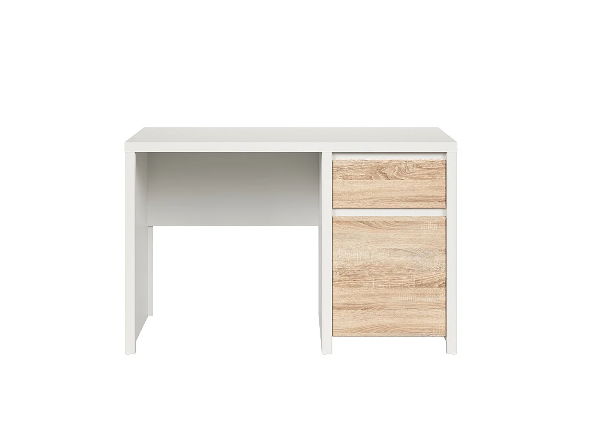 Bureau 1 porte 1 tiroir Soren Blanc et Bois