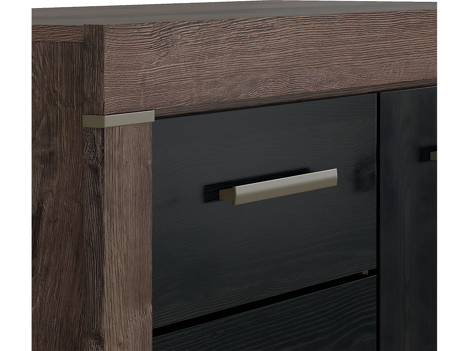 Buffet 1 porte 3 tiroirs Adam Bois et Noir