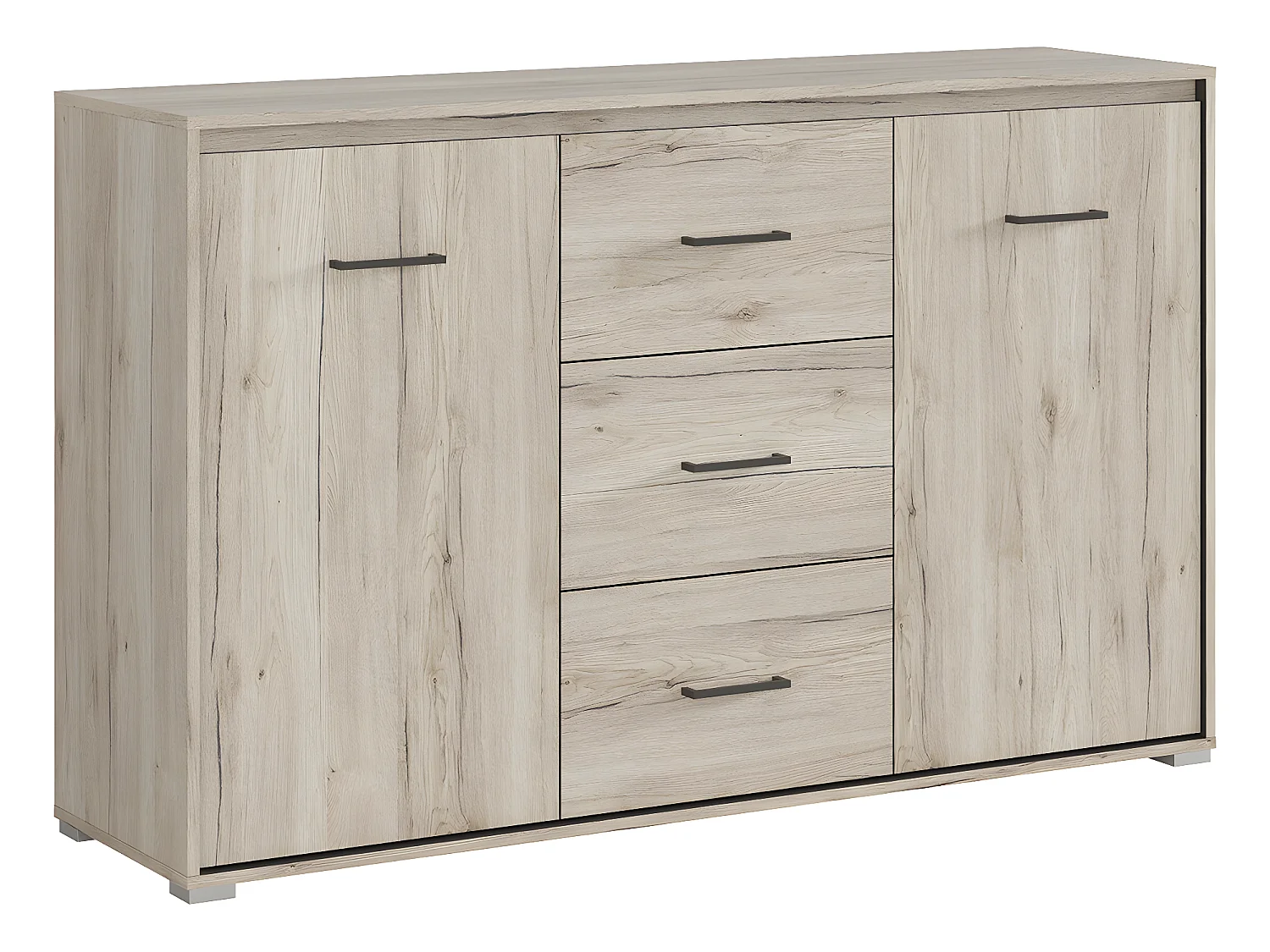 Buffet 2 portes 3 tiroirs Abriel Bois et Anthracite