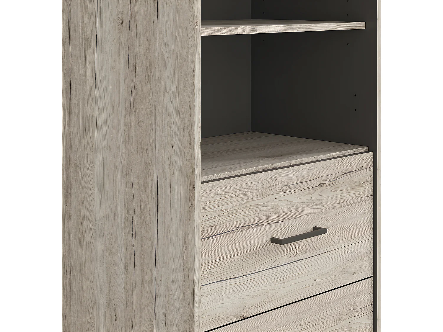 Bibliothèque 2 tiroirs Abriel Bois et Anthracite