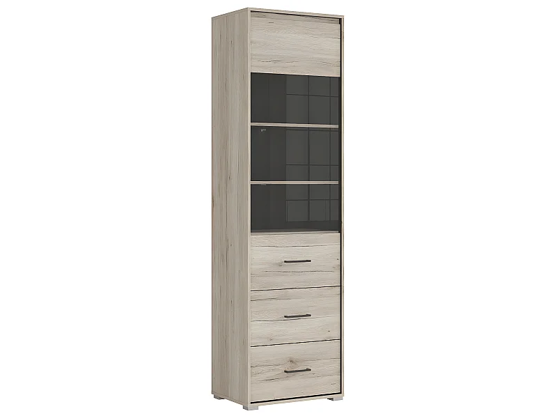 Vetrina 1 anta 2 cassetti Abriel marrone e grigio 197cm