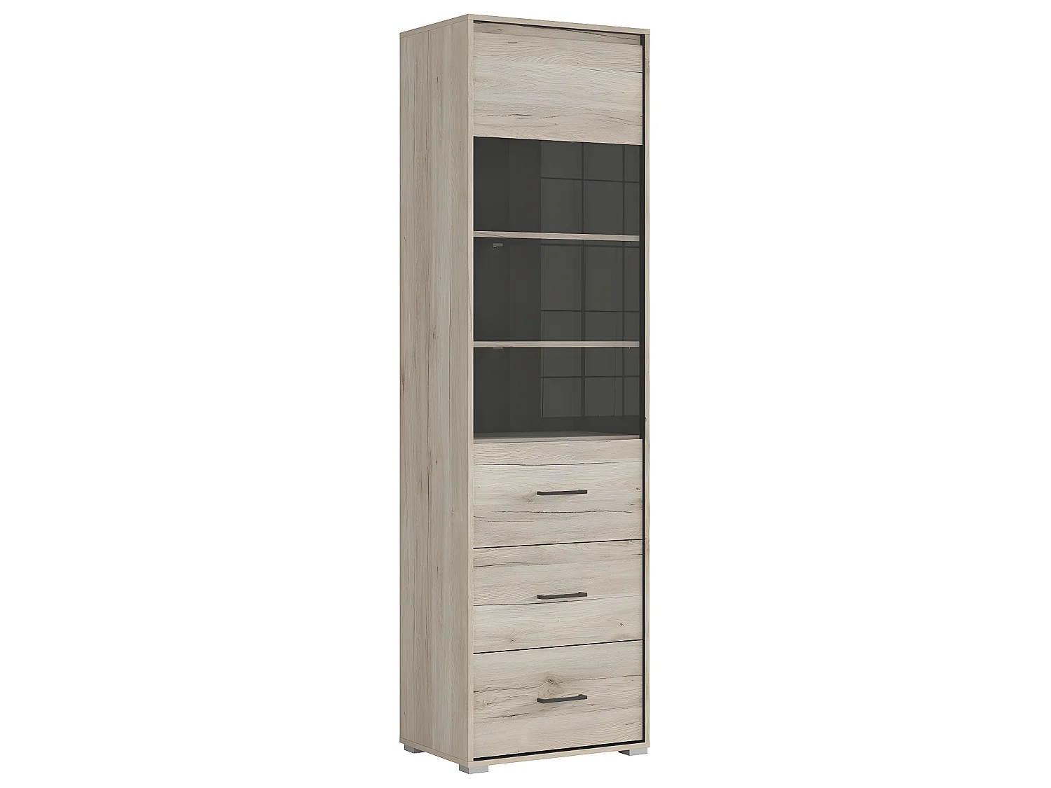 Vetrina 1 anta 2 cassetti Abriel marrone e grigio 197cm