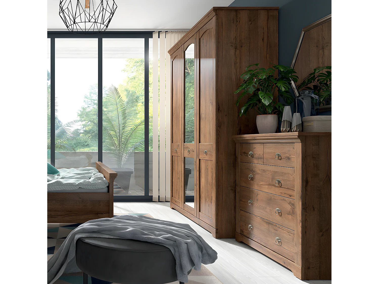 Cómoda Noé madeira escura 93cm