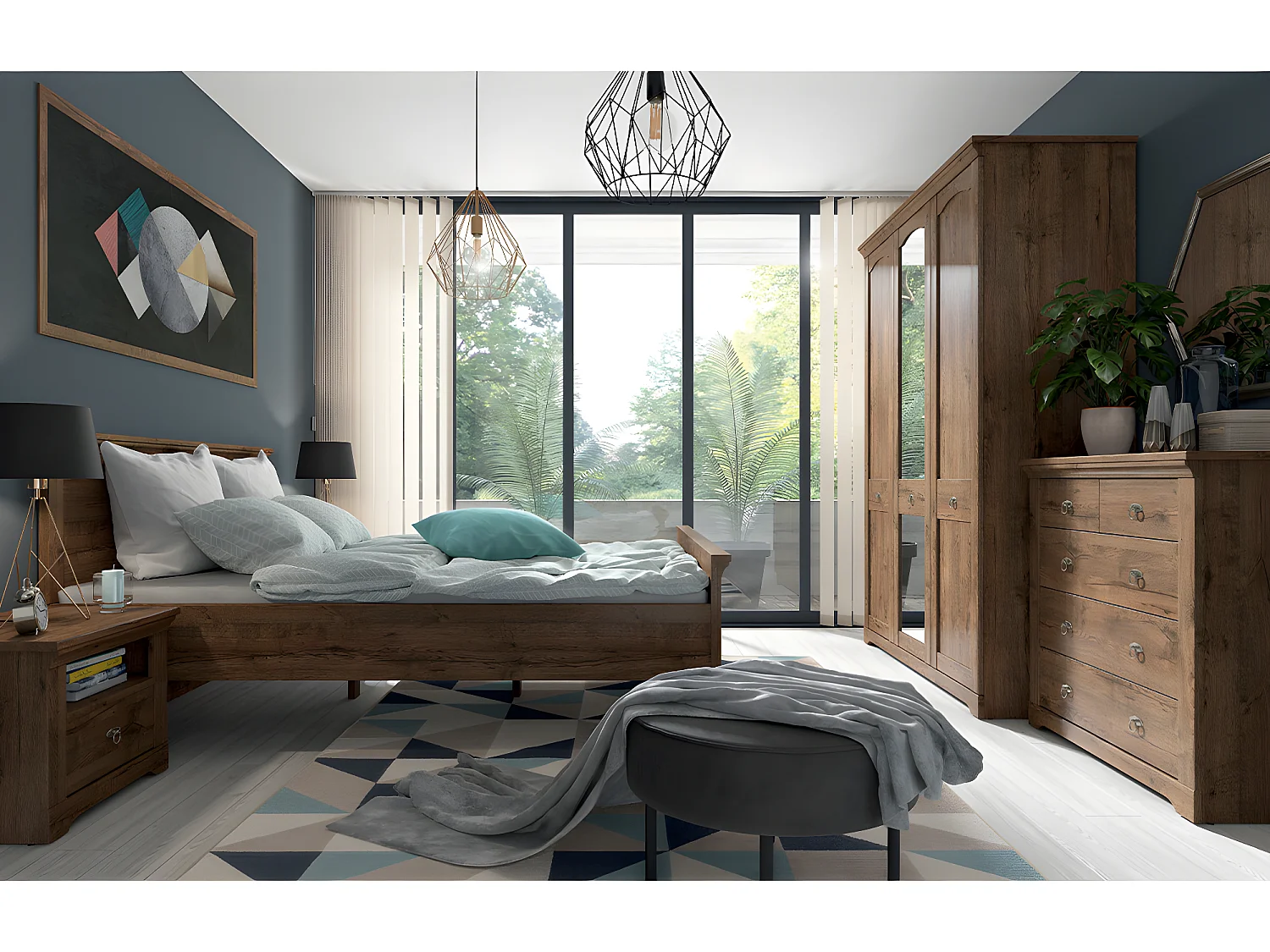 Cómoda Noé madeira escura 93cm