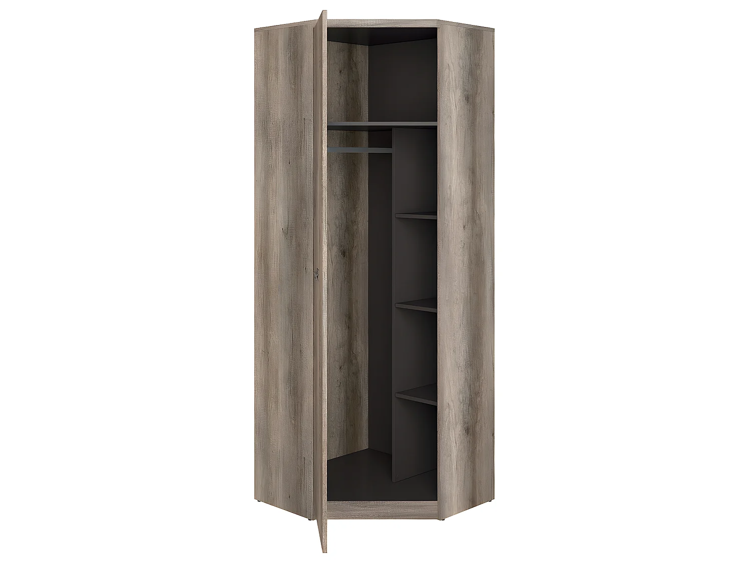 Armoire d'angle 1 porte Abel Bois et Gris