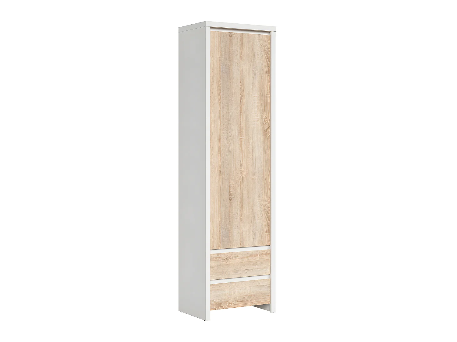 Säulenschrank 1 Tür 2 Schubladen Soren Weiß und Holz