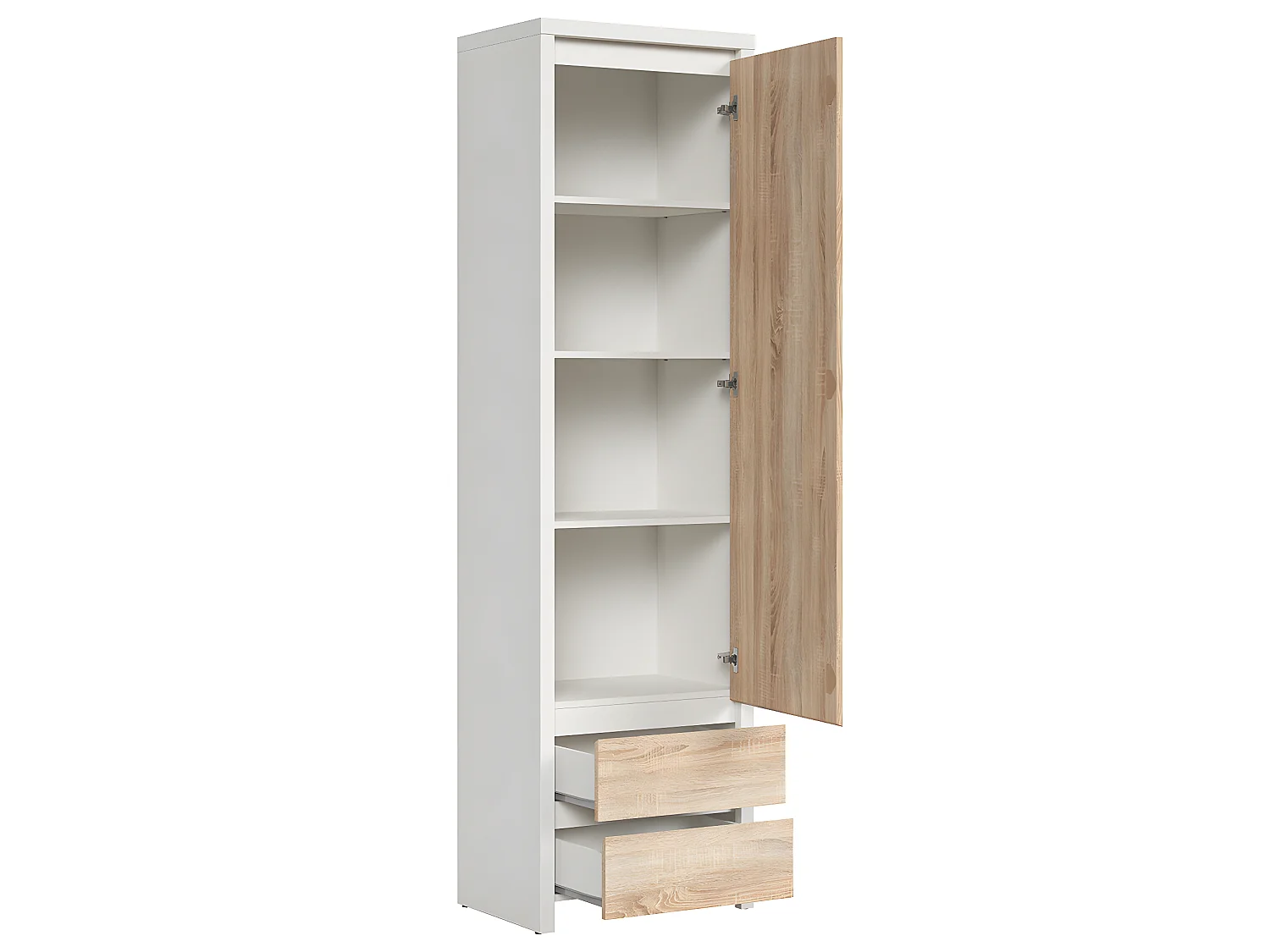 Soren Wit en Hout 1-deurs 2-lades hoge kast