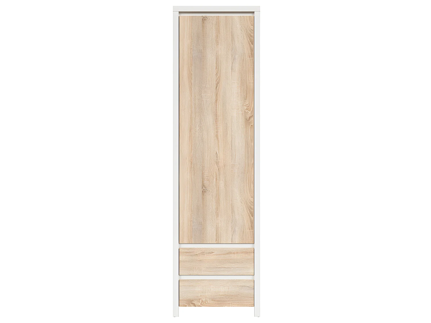 Soren Wit en Hout 1-deurs 2-lades hoge kast